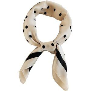 Silk Satin Point Beige Head Scarf Medium Square Hair Scarf for Women 28 Inches